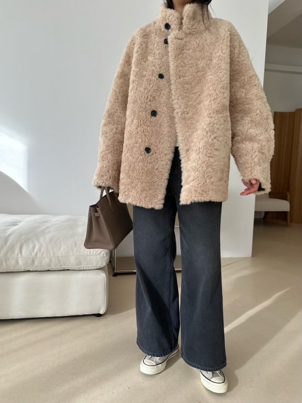 韓 兩面穿毛毛外套