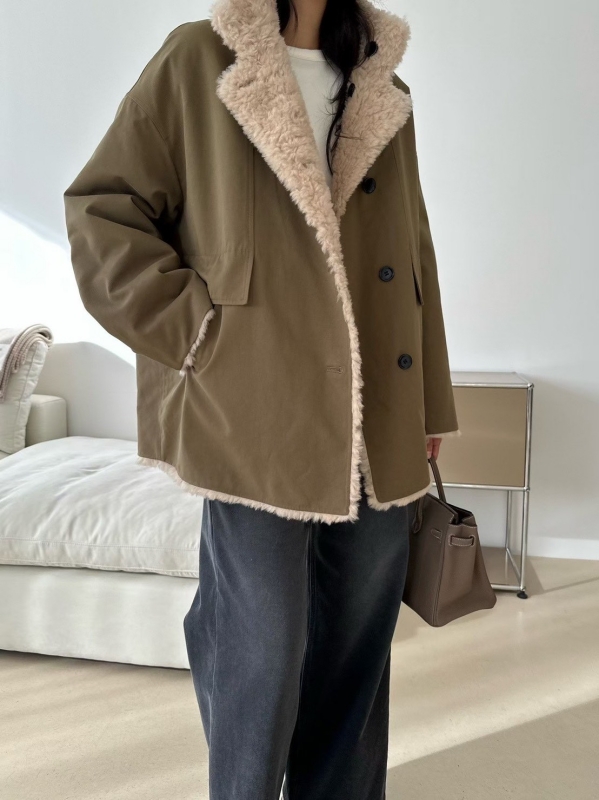 韓 兩面穿毛毛外套