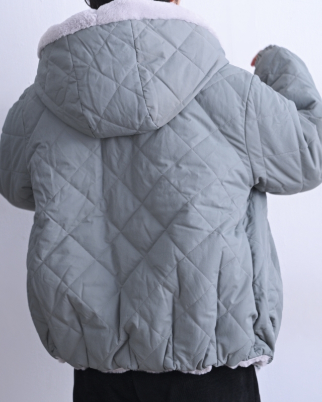 韓 內毛菱格連帽外套 2色 size