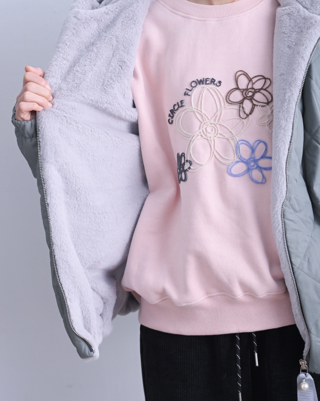 韓 內毛菱格連帽外套 2色 size