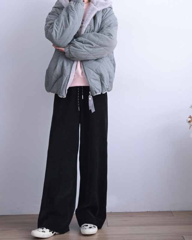 韓 內毛菱格連帽外套 2色 size