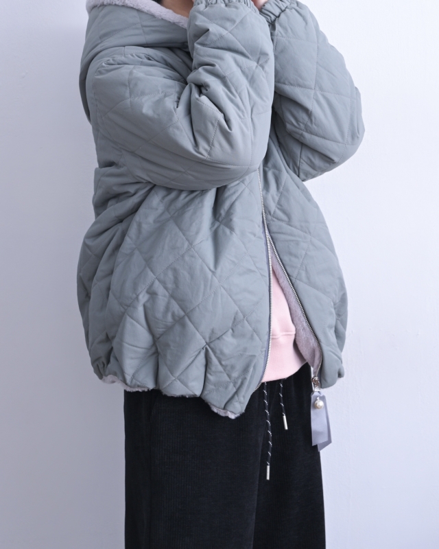 韓 內毛菱格連帽外套 2色 size