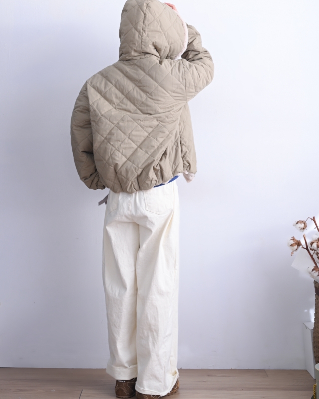 韓 內毛菱格連帽外套 2色 size