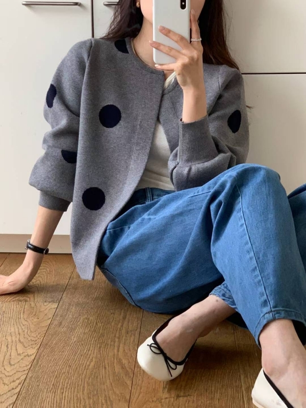 韓 大點點開襟外套 3色