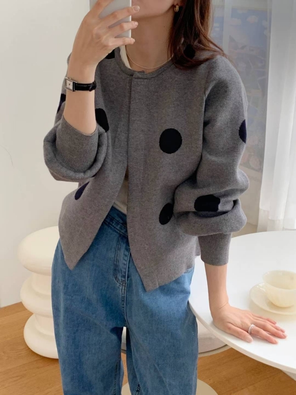 韓 大點點開襟外套 3色