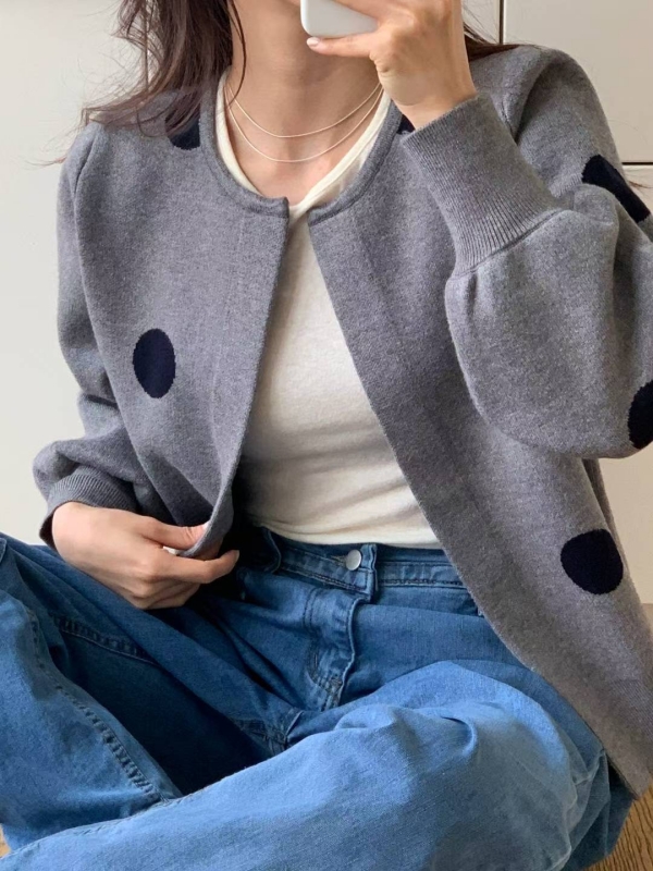 韓 大點點開襟外套 3色