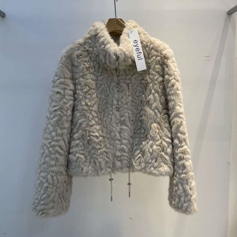 韓 下抽繩毛毛外套 2色