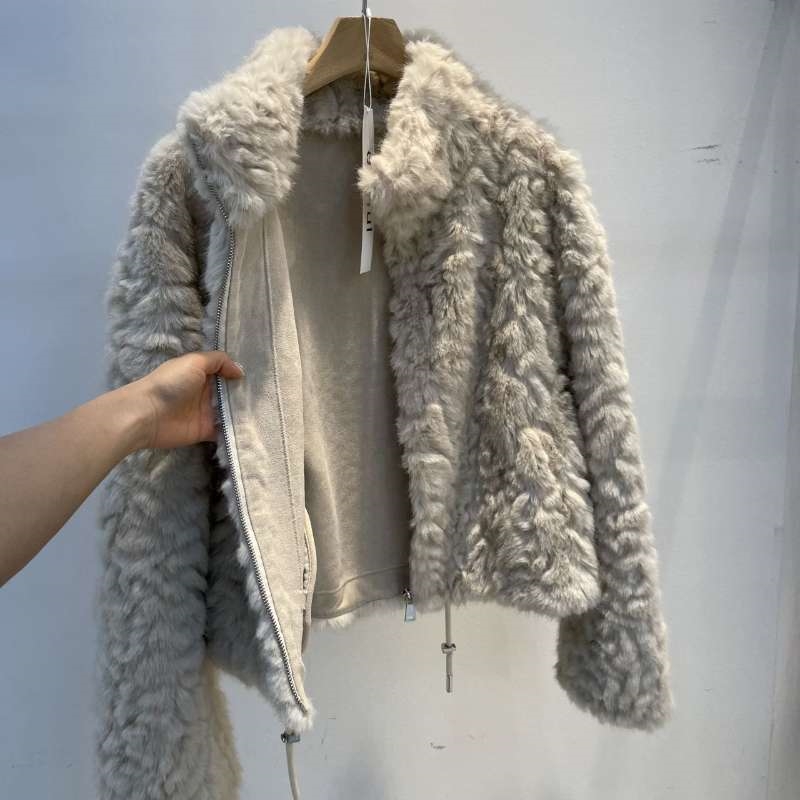 韓 下抽繩毛毛外套 2色