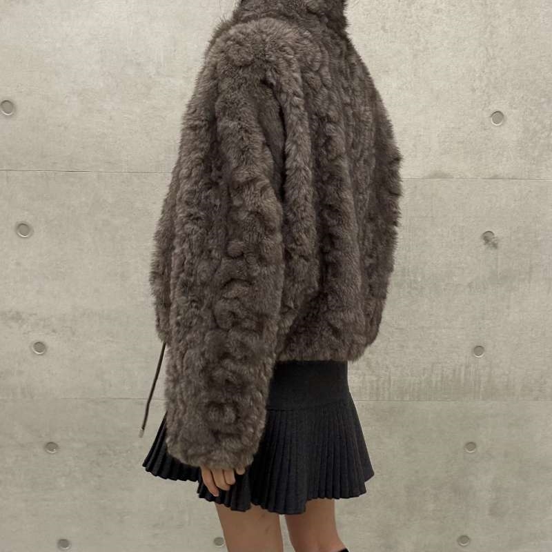 韓 下抽繩毛毛外套 2色