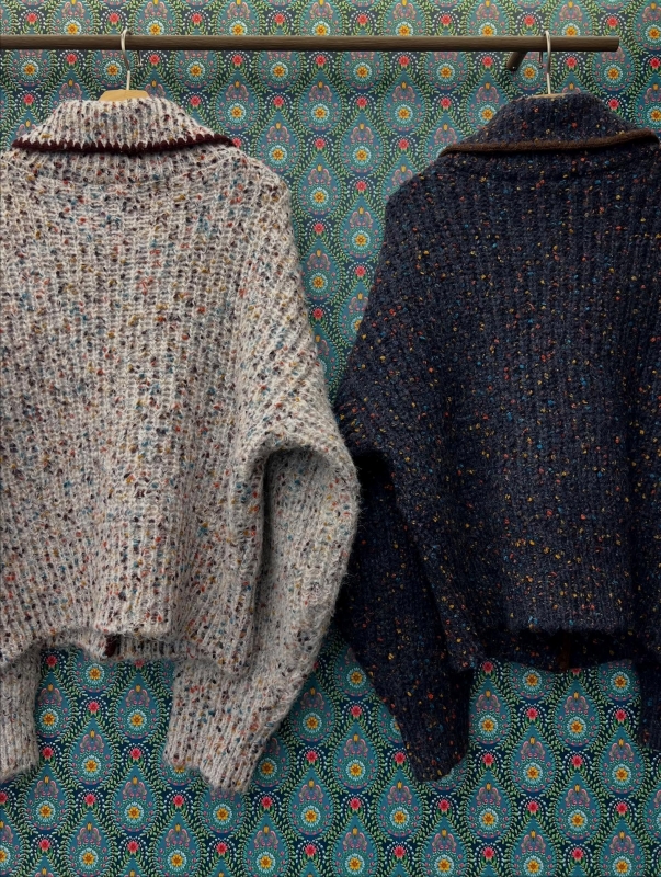 韓 混色有領短版外套 2色 size