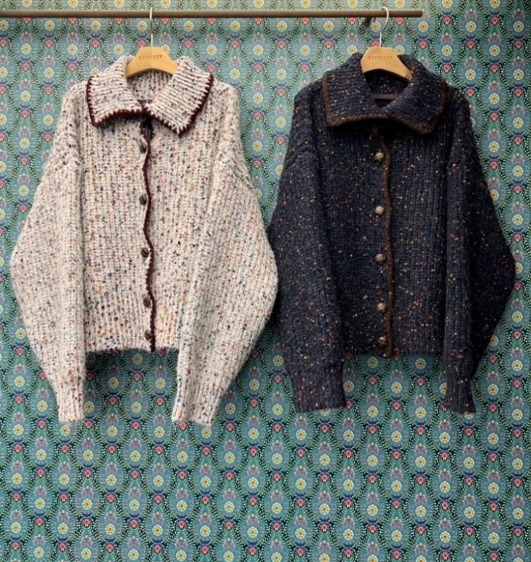 韓 混色有領短版外套 2色 size