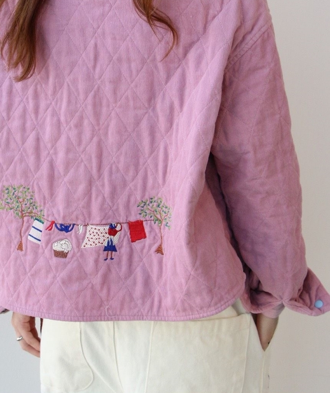 韓 童趣晾衣服壓紋外套 3色