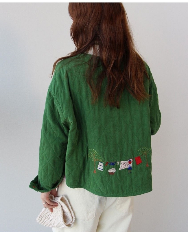 韓 童趣晾衣服壓紋外套 3色