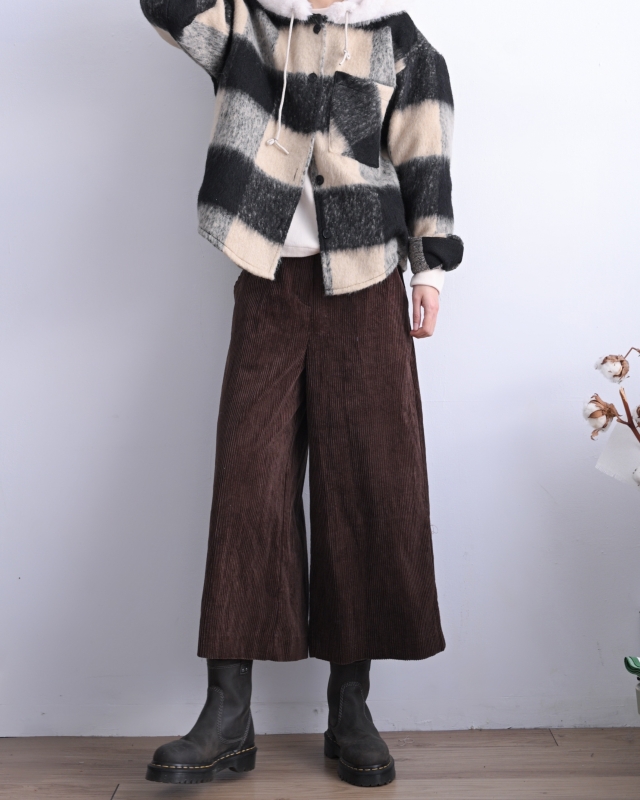 韓 毛毛帽格文襯衫外套 2色 size