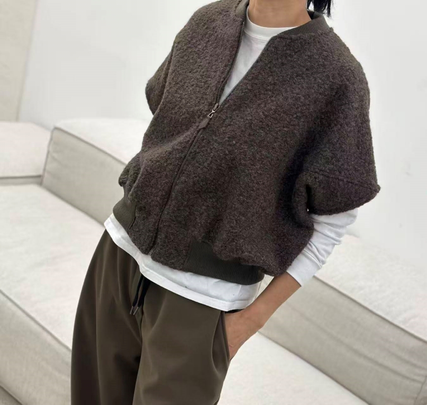 韓 拉鍊小短毛外套 3色 size