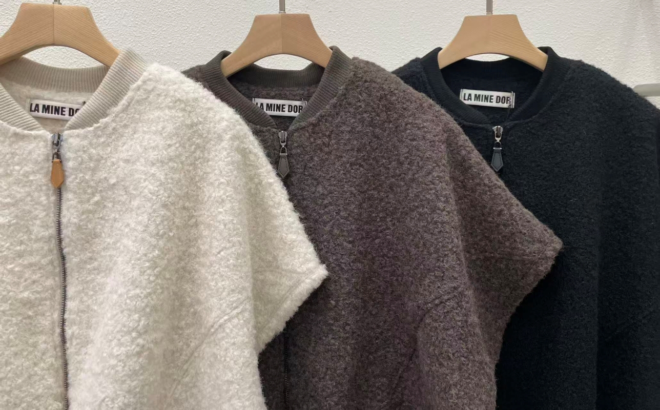 韓 拉鍊小短毛外套 3色 size