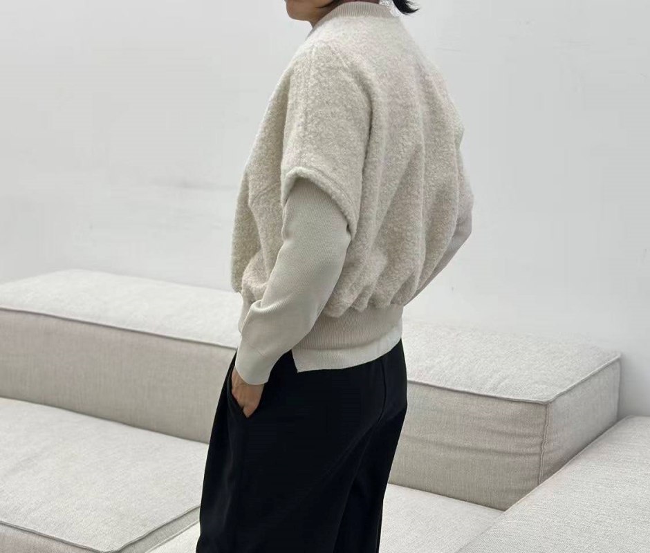 韓 拉鍊小短毛外套 3色 size