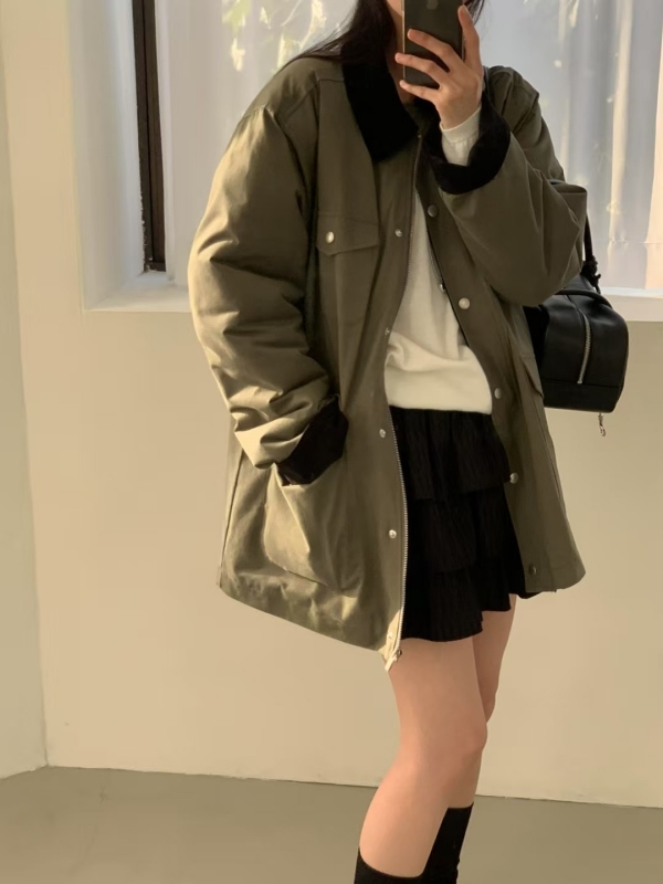 韓 領配色三口袋外套 2色