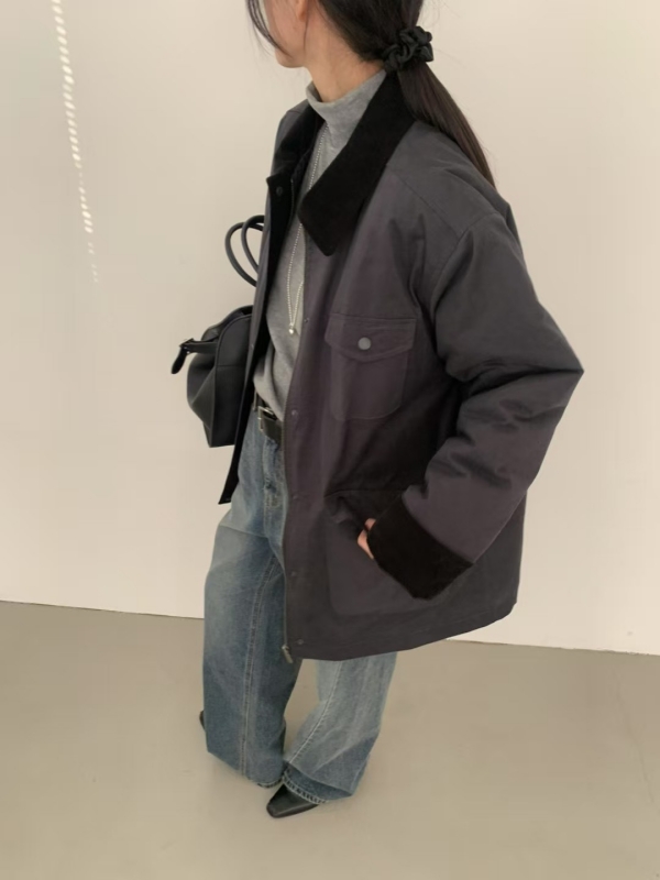 韓 領配色三口袋外套 2色