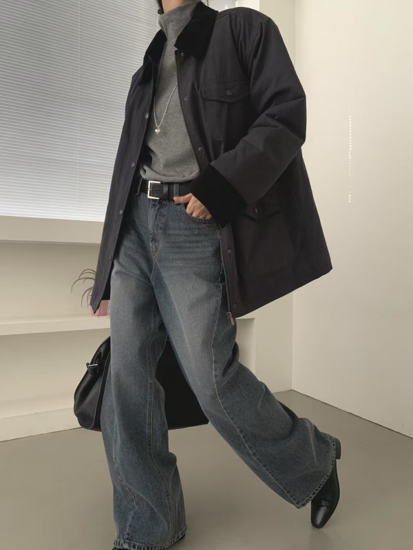 韓 領配色三口袋外套 2色