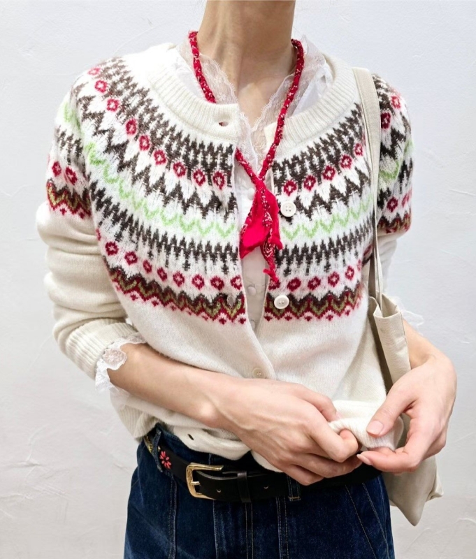 韓 圖騰微毛料短版外套 2色 size