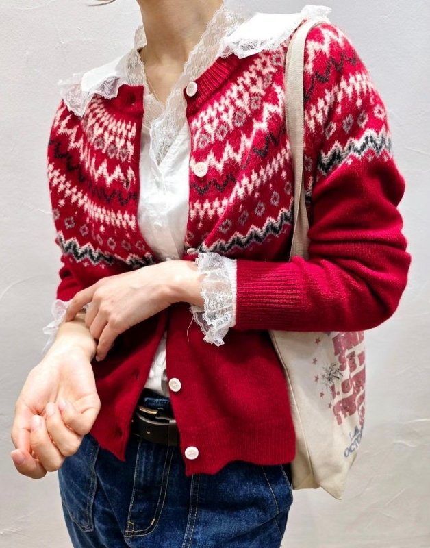 韓 圖騰微毛料短版外套 2色 size