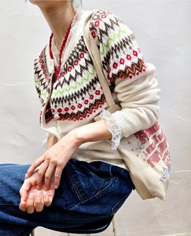 韓 圖騰微毛料短版外套 2色 size