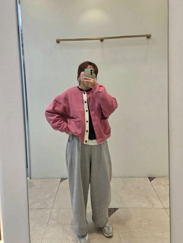 韓 內磨毛圓領素色外套 4色