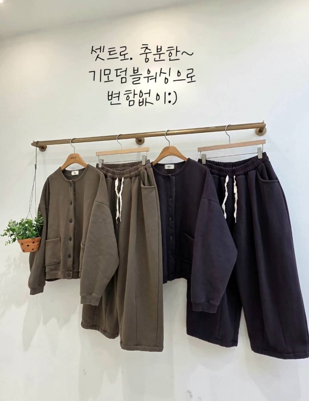 韓 內磨毛圓領素色外套 4色