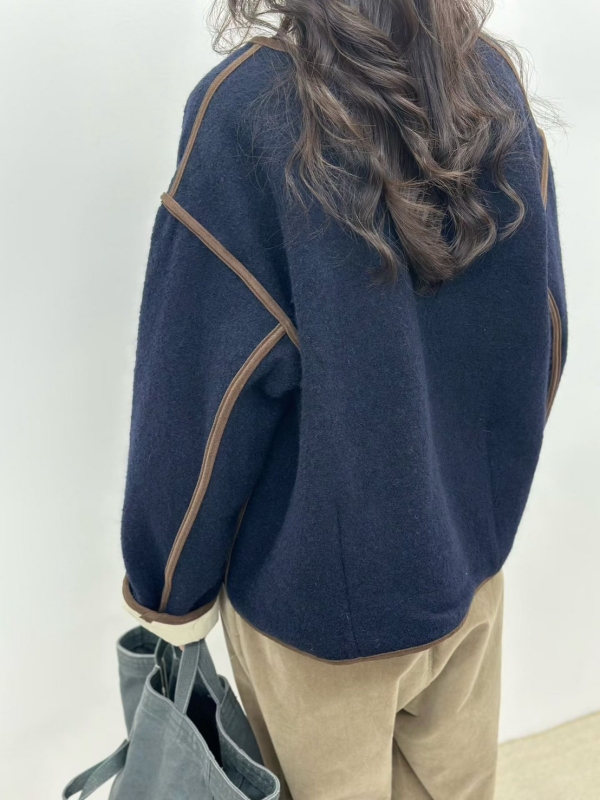 韓 車線口袋短版外套 2色