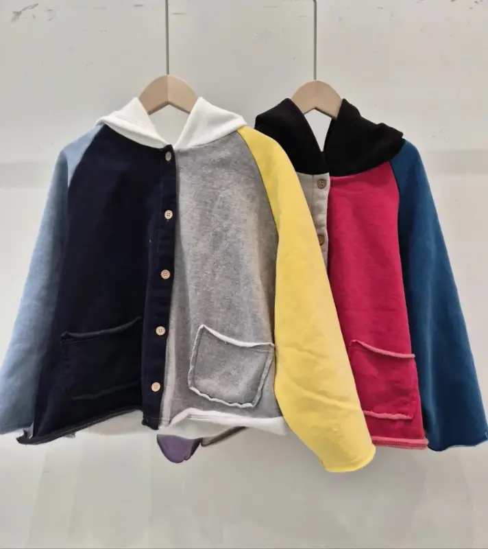 韓 大色塊配色連帽外套 2色