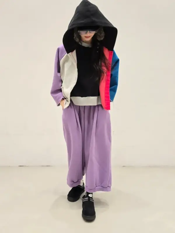 韓 大色塊配色連帽外套 2色