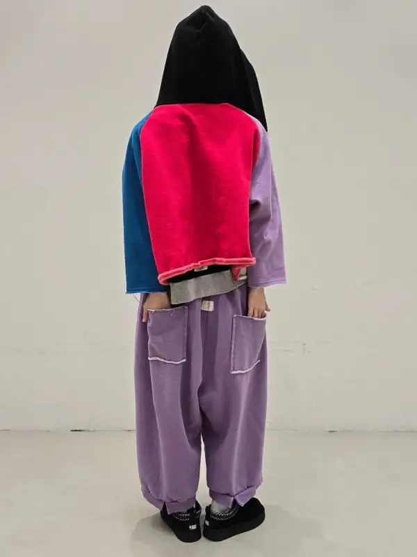 韓 大色塊配色連帽外套 2色