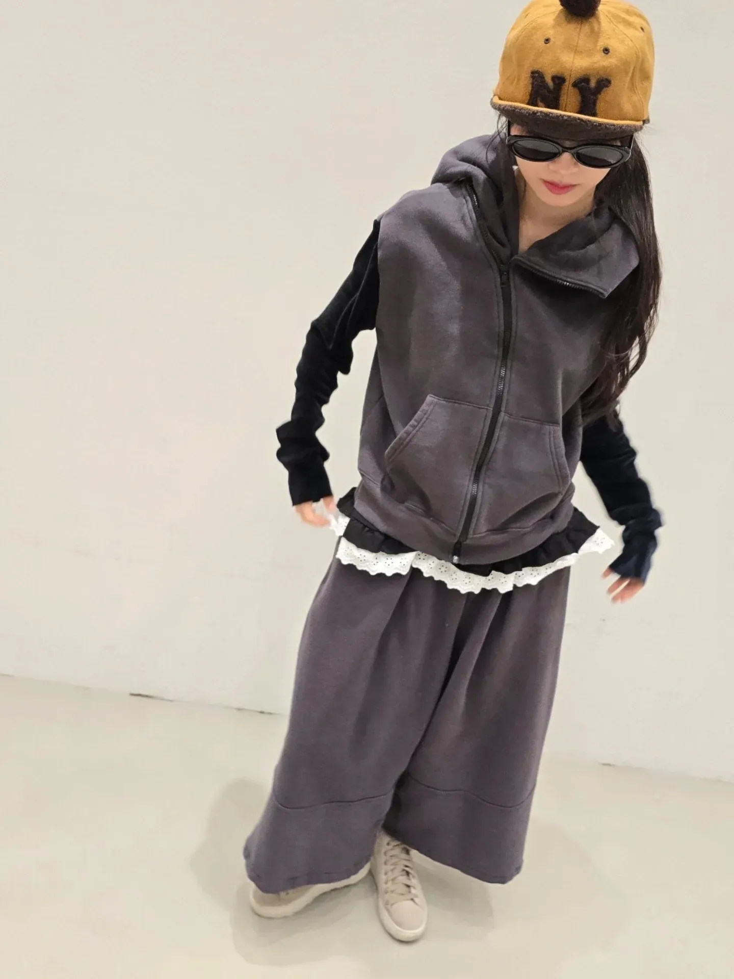 韓 斜拉鏈配色連帽外套 3色