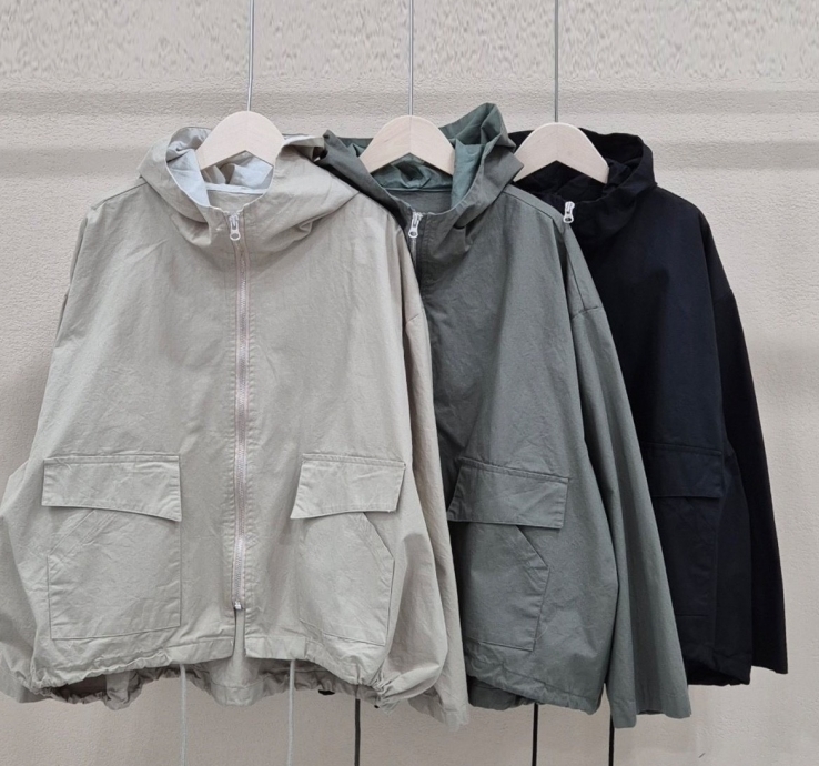 韓 大口袋連帽短版外套 3色