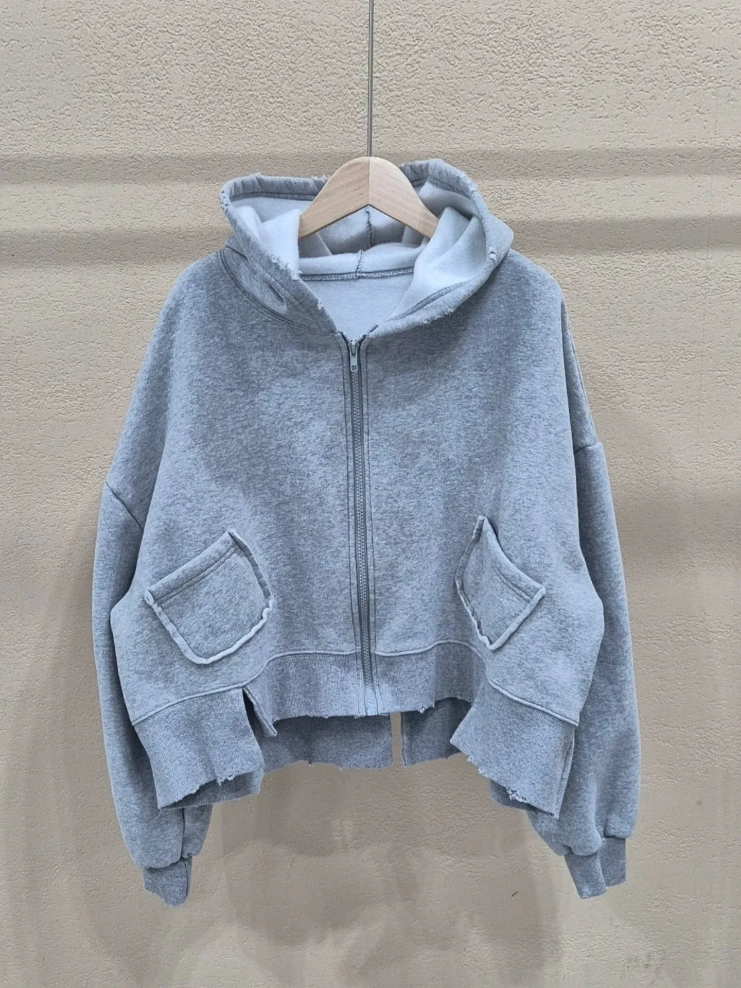 韓 破損風連帽短版外套 7色 size