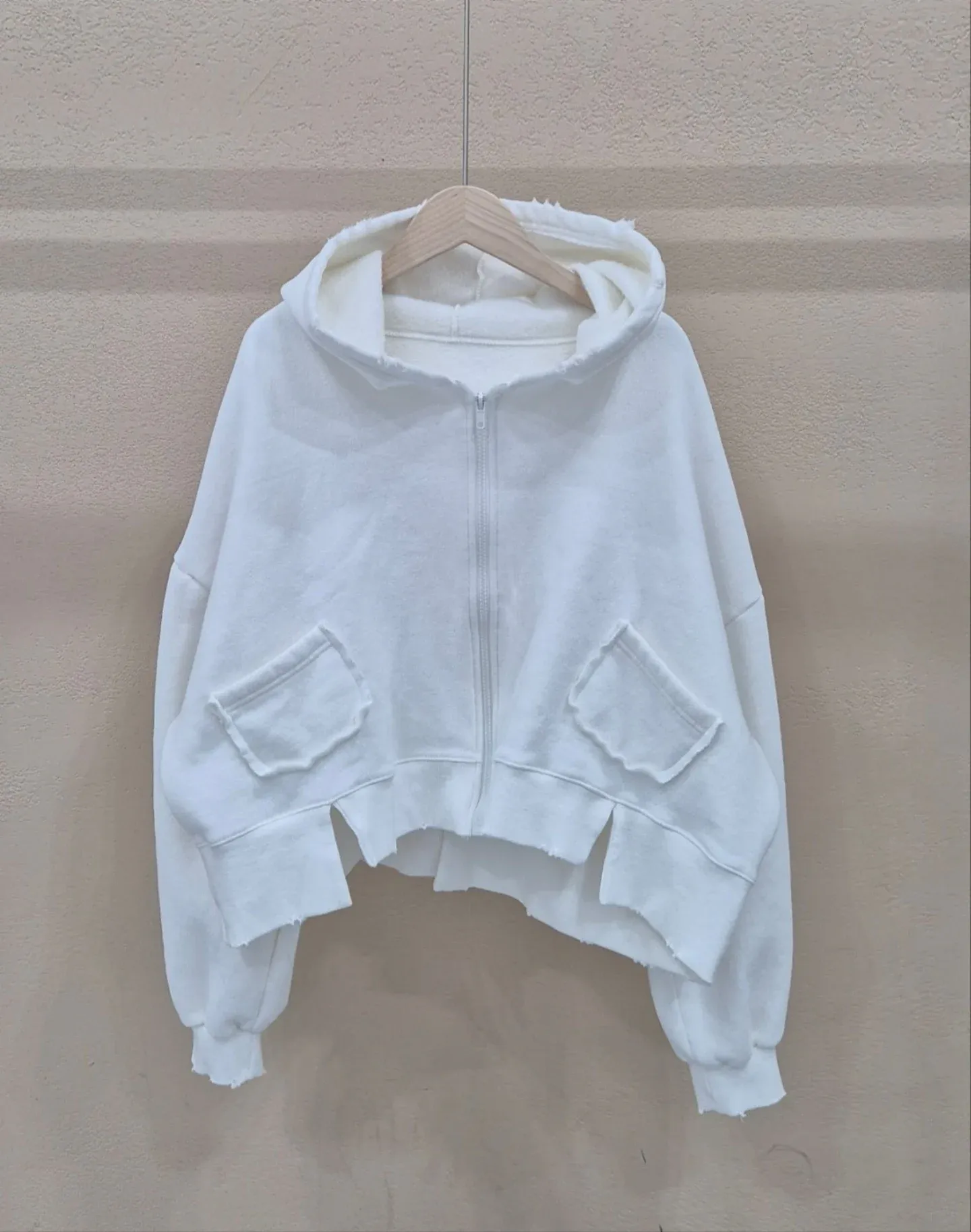 韓 破損風連帽短版外套 7色 size