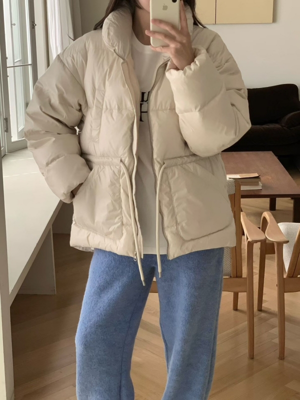 韓 腰抽繩大口袋外套 2色