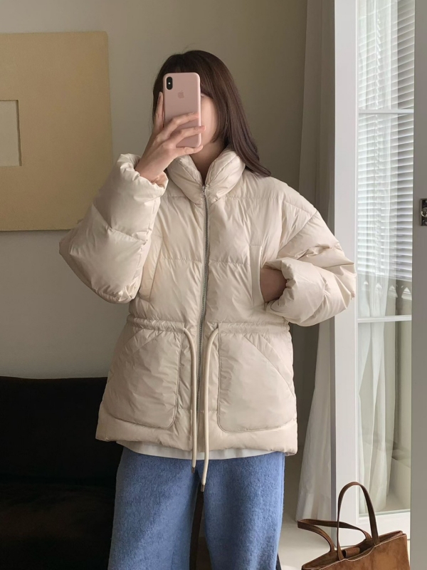 韓 腰抽繩大口袋外套 2色