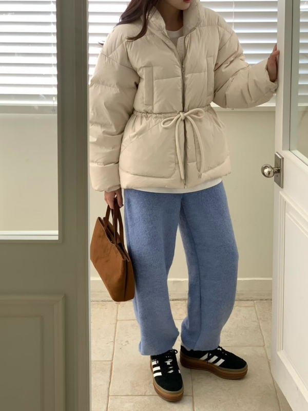 韓 腰抽繩大口袋外套 2色