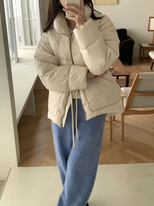 韓 腰抽繩大口袋外套 2色