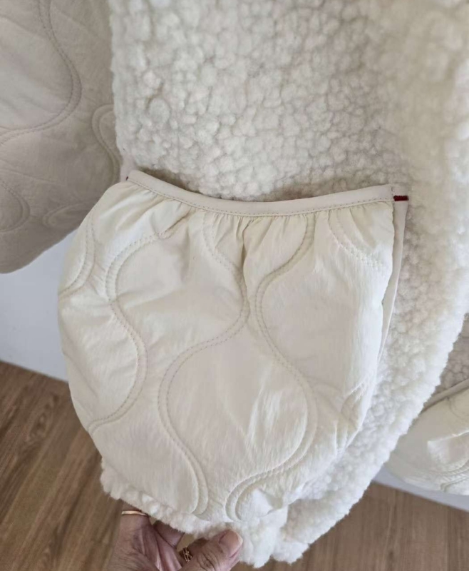 韓 拼接毛毛連帽外套 2色