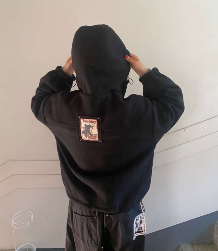 韓 拼接毛毛連帽外套 2色