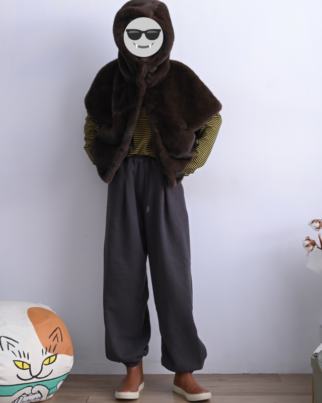 韓 連帽毛毛短袖外套 2色 size