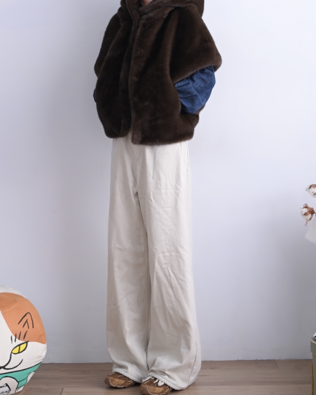 韓 連帽毛毛短袖外套 2色 size