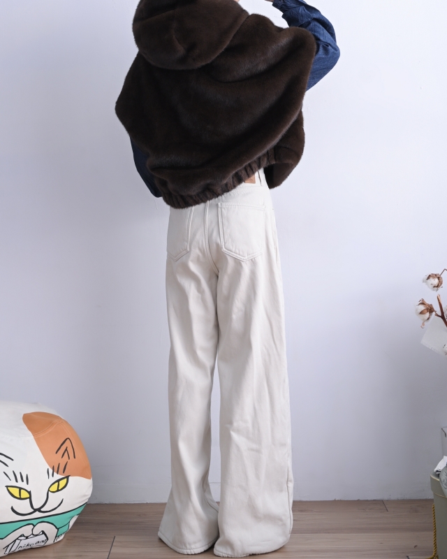 韓 連帽毛毛短袖外套 2色 size