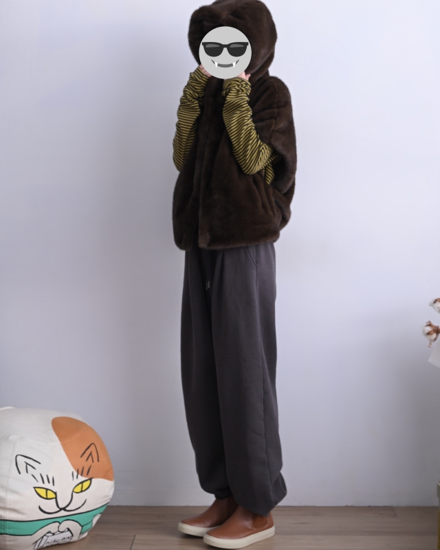 韓 連帽毛毛短袖外套 2色 size