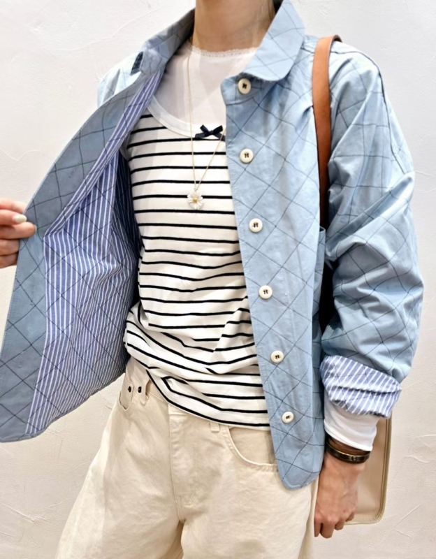 韓 壓紋襯衫外套 2色