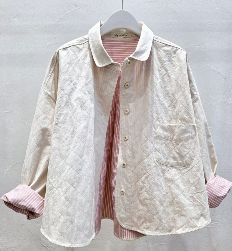 韓 壓紋襯衫外套 2色