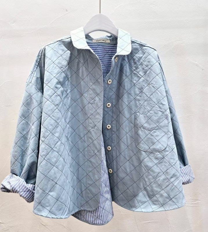 韓 壓紋襯衫外套 2色